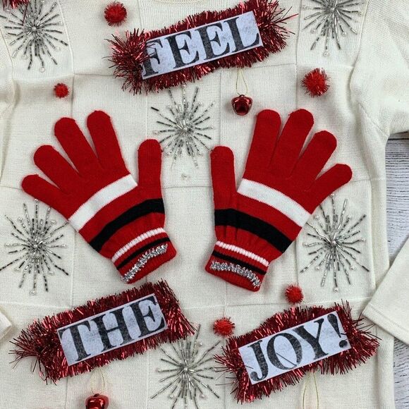 Ugly Christmas Sweater sz S Feel the Joy Sexy Funny Naughty Crafted Unique - Picture 2 of 7